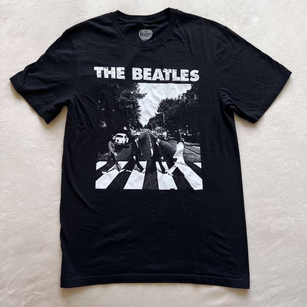 The Beatles Abbey Road Black Cotton T Shirt Graphic Crosswalk Rock Concert